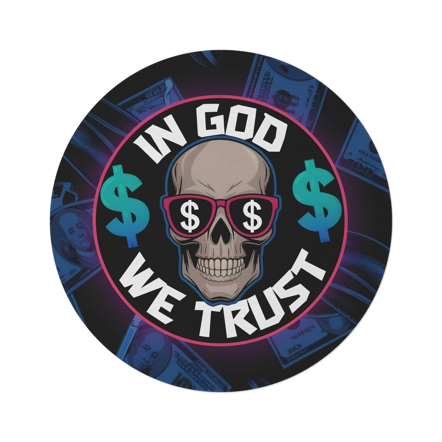 In God We Trust" Skull Rug – High-Stakes Hustle Design | GTA-Inspired