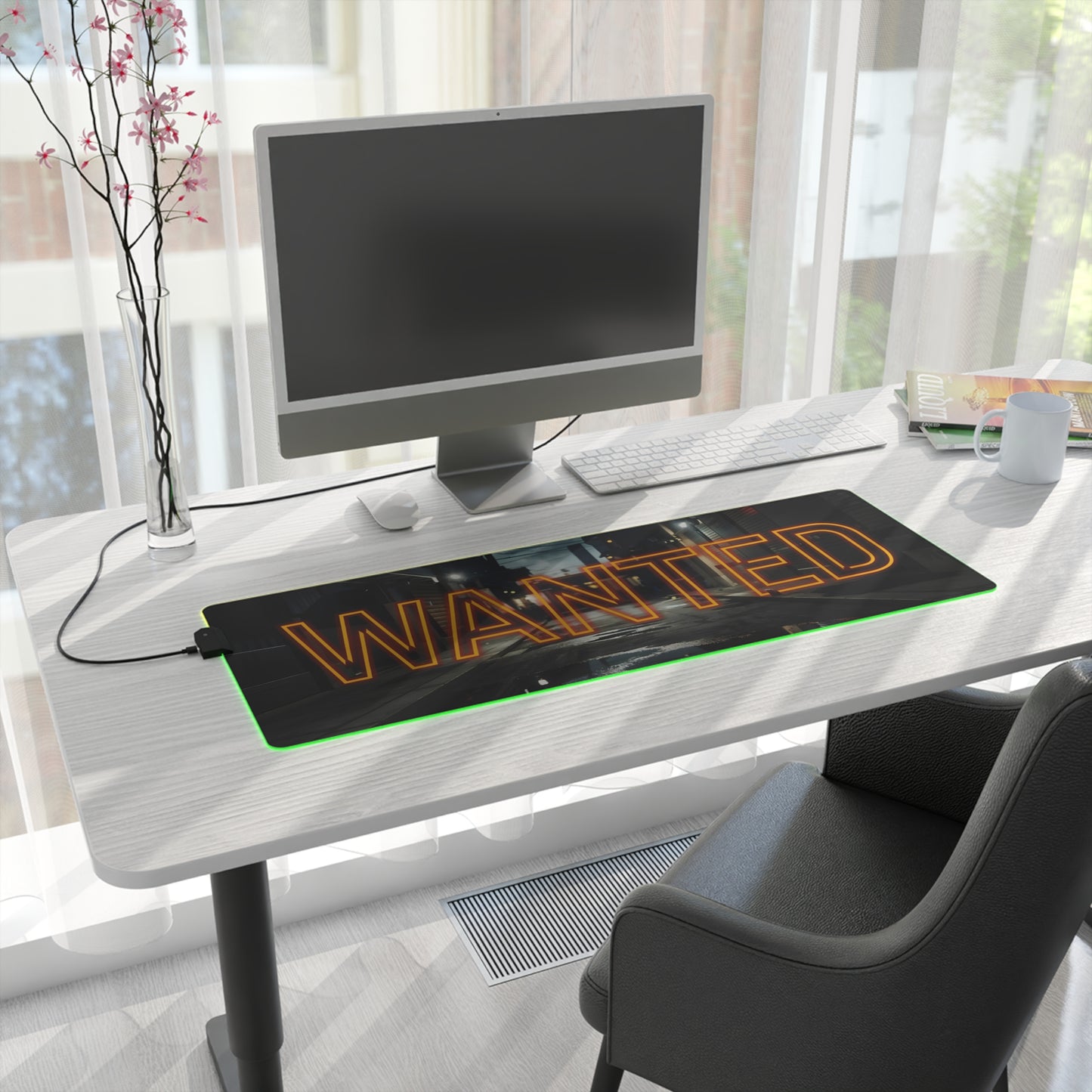 WANTED LED Gaming Mouse Pad – High Alert Desk Setup