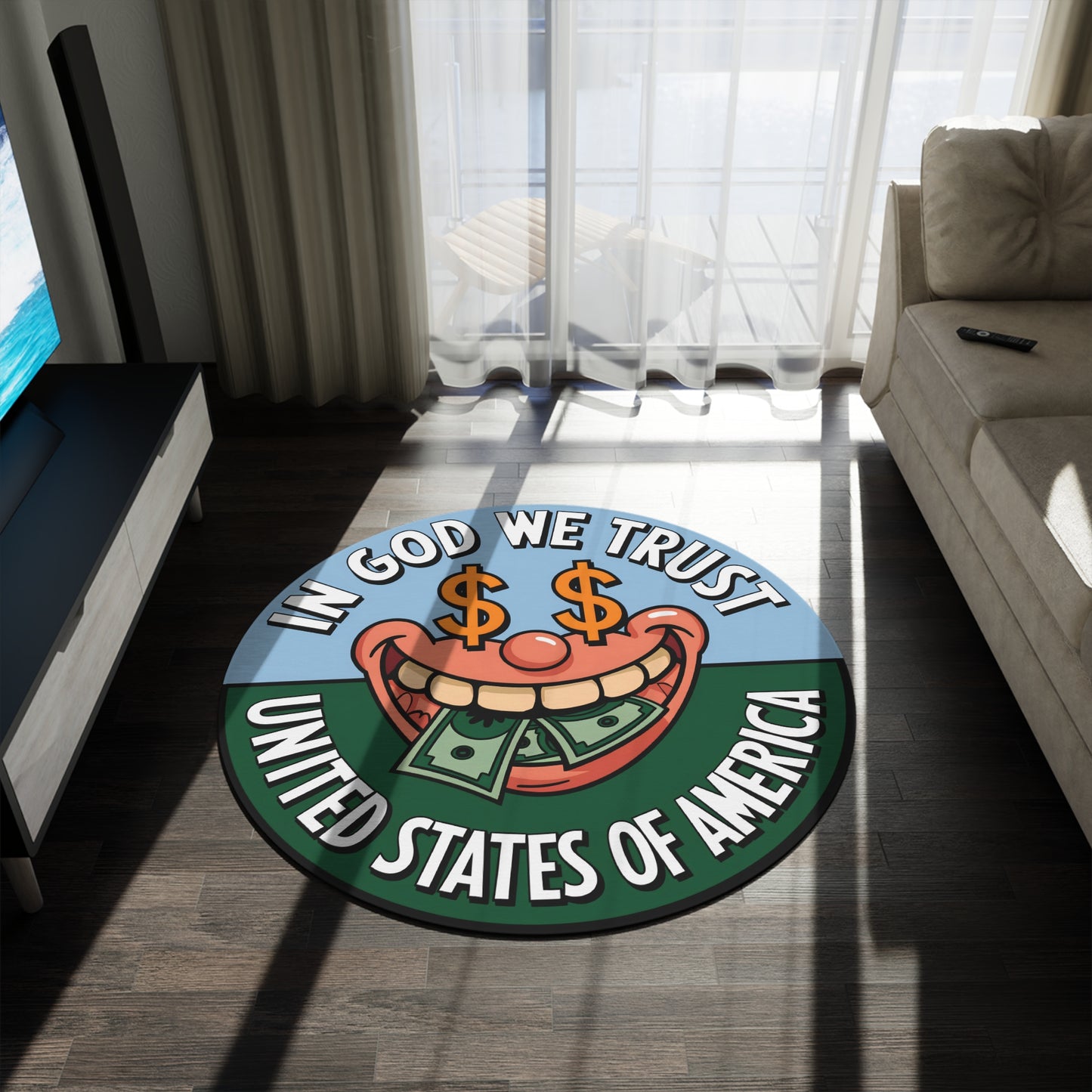 Smiling Dollar Design - In God We Trust Rug | Premium GTA Vibes Edition