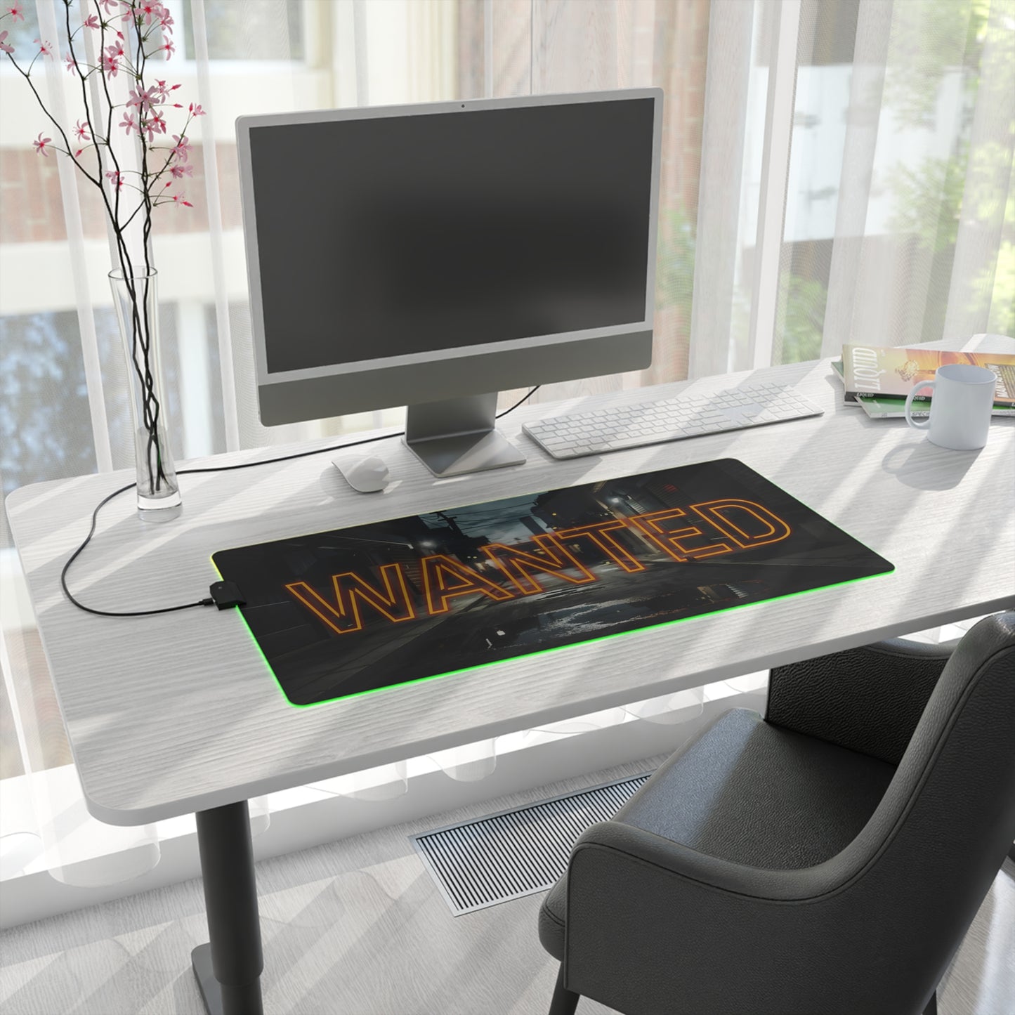 WANTED LED Gaming Mouse Pad – High Alert Desk Setup