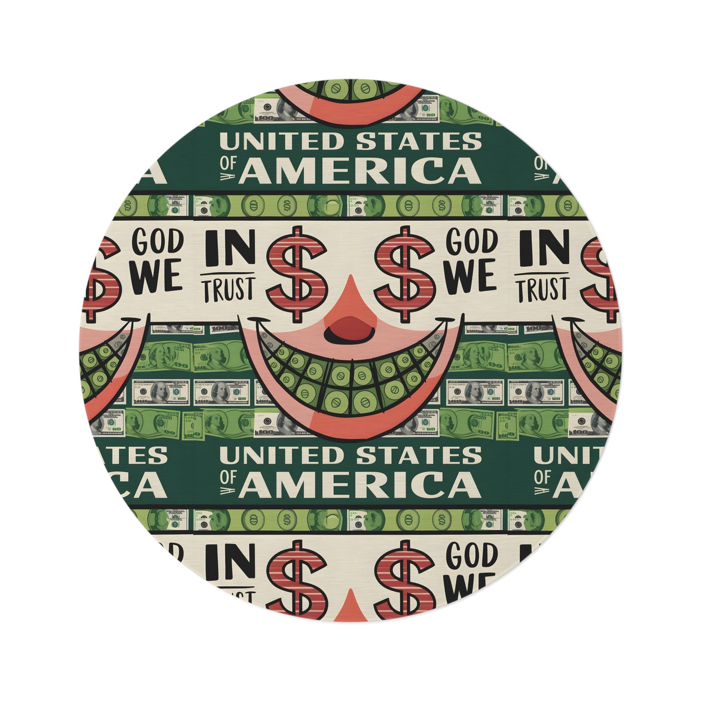 In God We Trust Dollar Smile Round Rug – Luxury Statement Piece