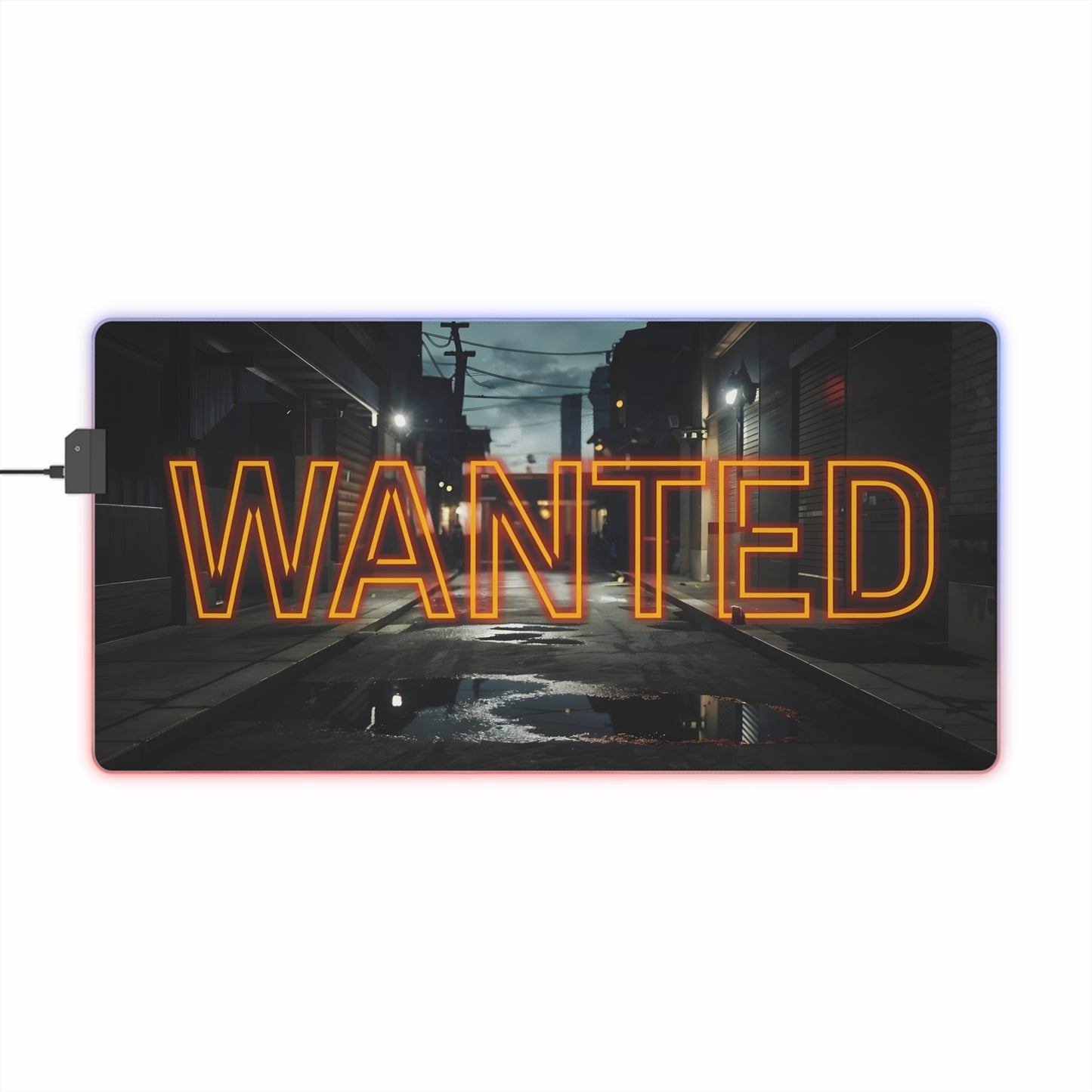 WANTED LED Gaming Mouse Pad – High Alert Desk Setup