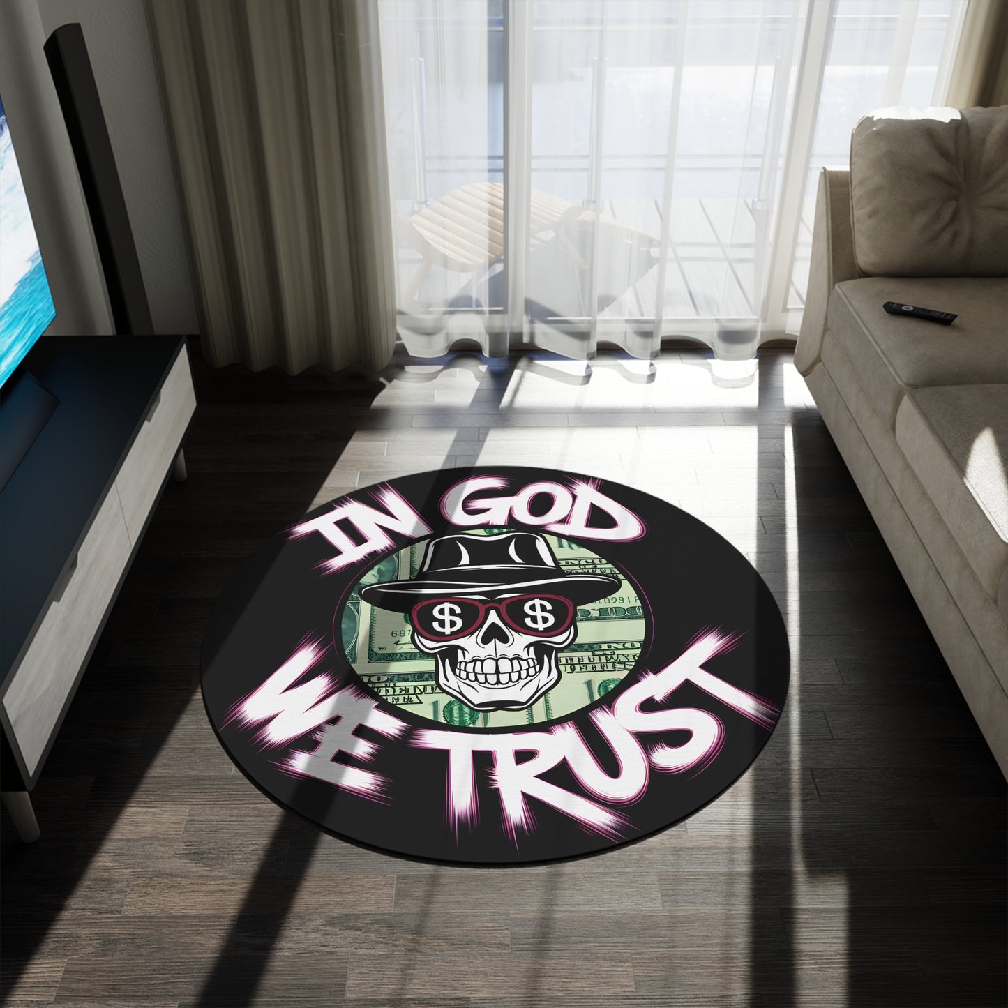 In God We Trust" Mafia Skull Rug – The Boss’s Choice | GTA Vibes