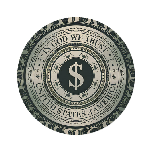 In God We Trust" Dollar Emblem Rug – Prestige & Power | GTA-Inspired