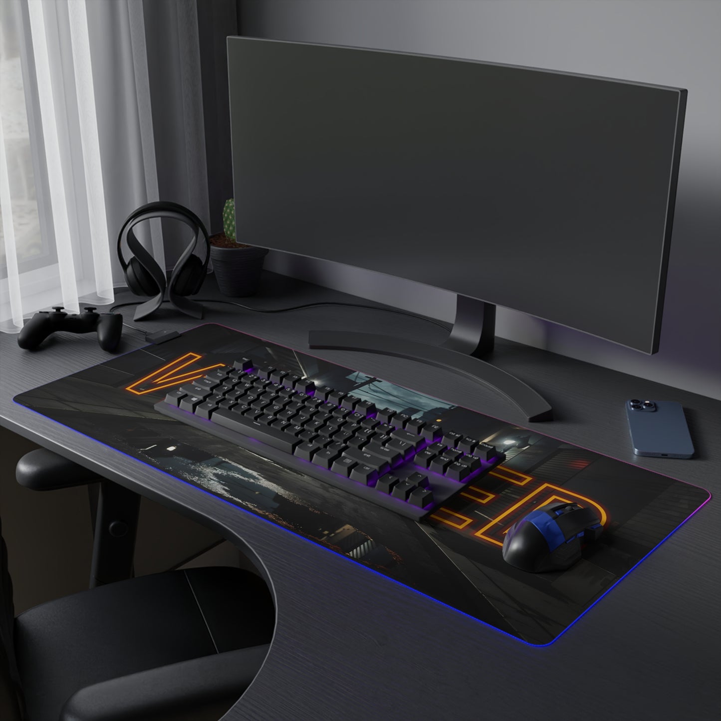 WANTED LED Gaming Mouse Pad – High Alert Desk Setup