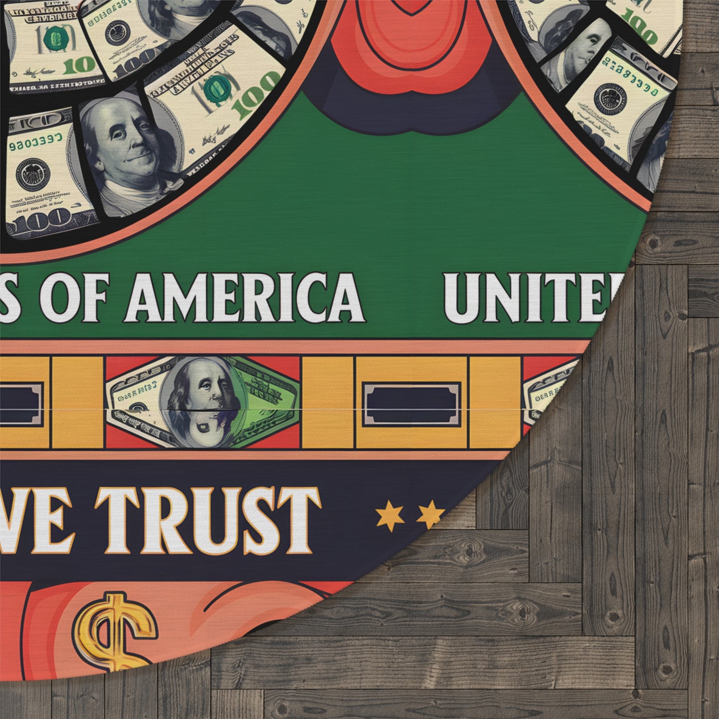 In God We Trust" Roulette Rug – Spin the Game of Fortune | GTA-Inspired Design