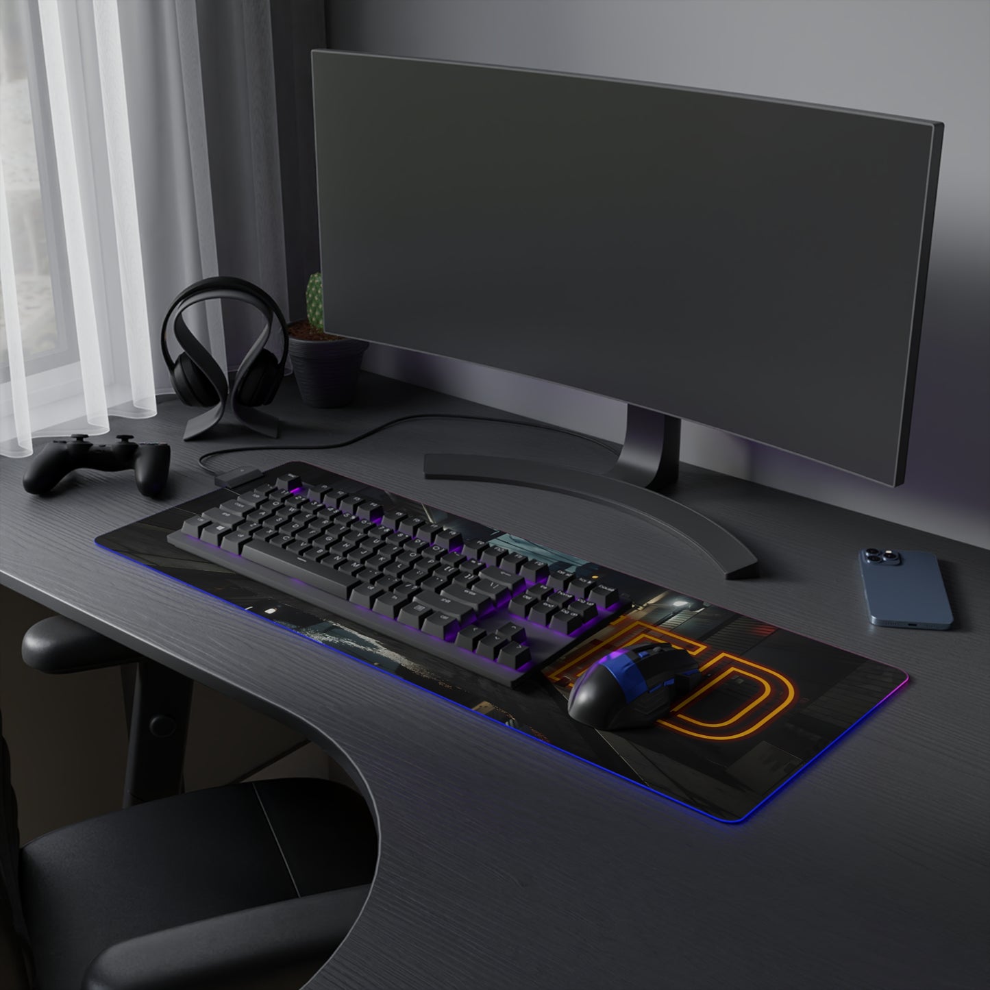 WANTED LED Gaming Mouse Pad – High Alert Desk Setup