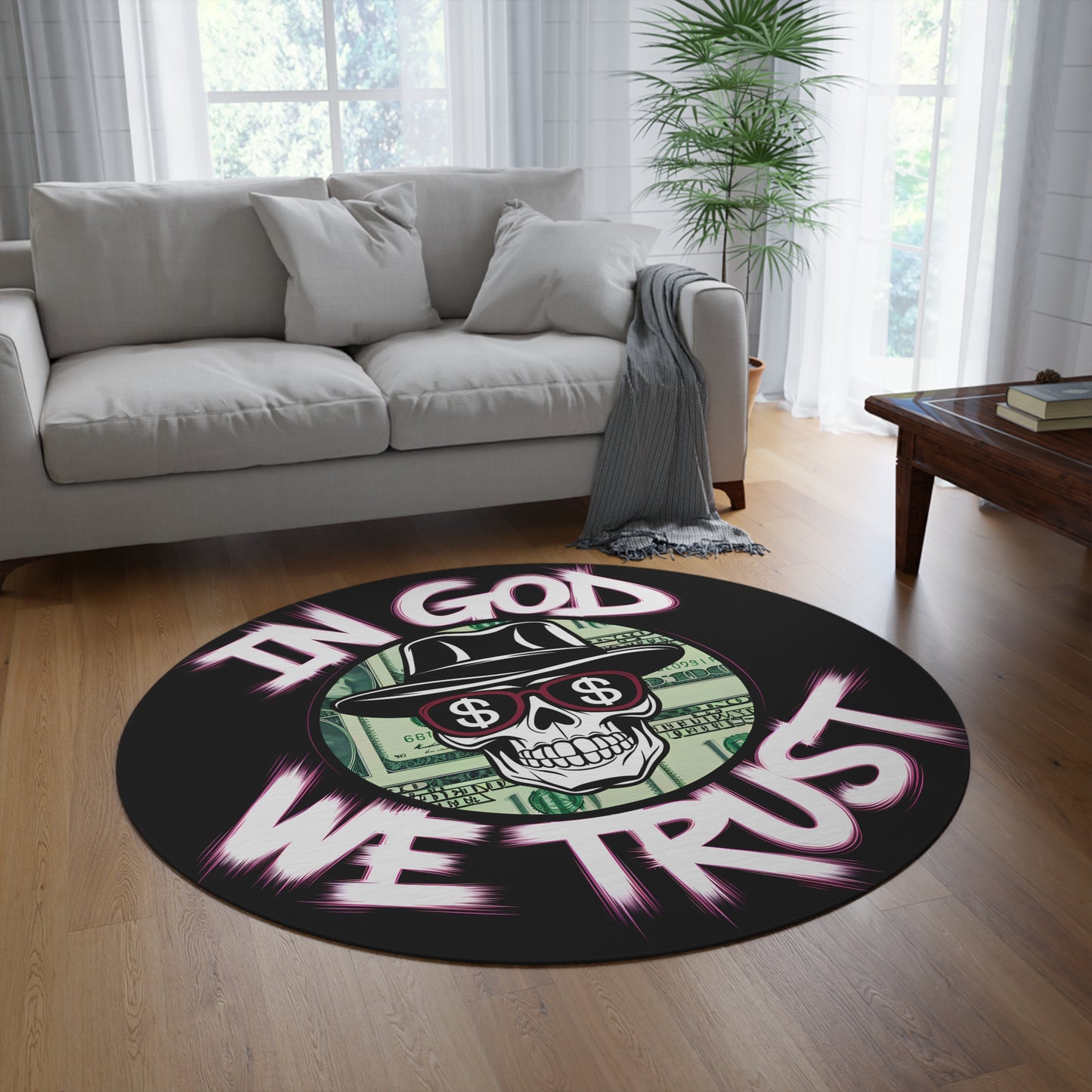 In God We Trust" Mafia Skull Rug – The Boss’s Choice | GTA Vibes