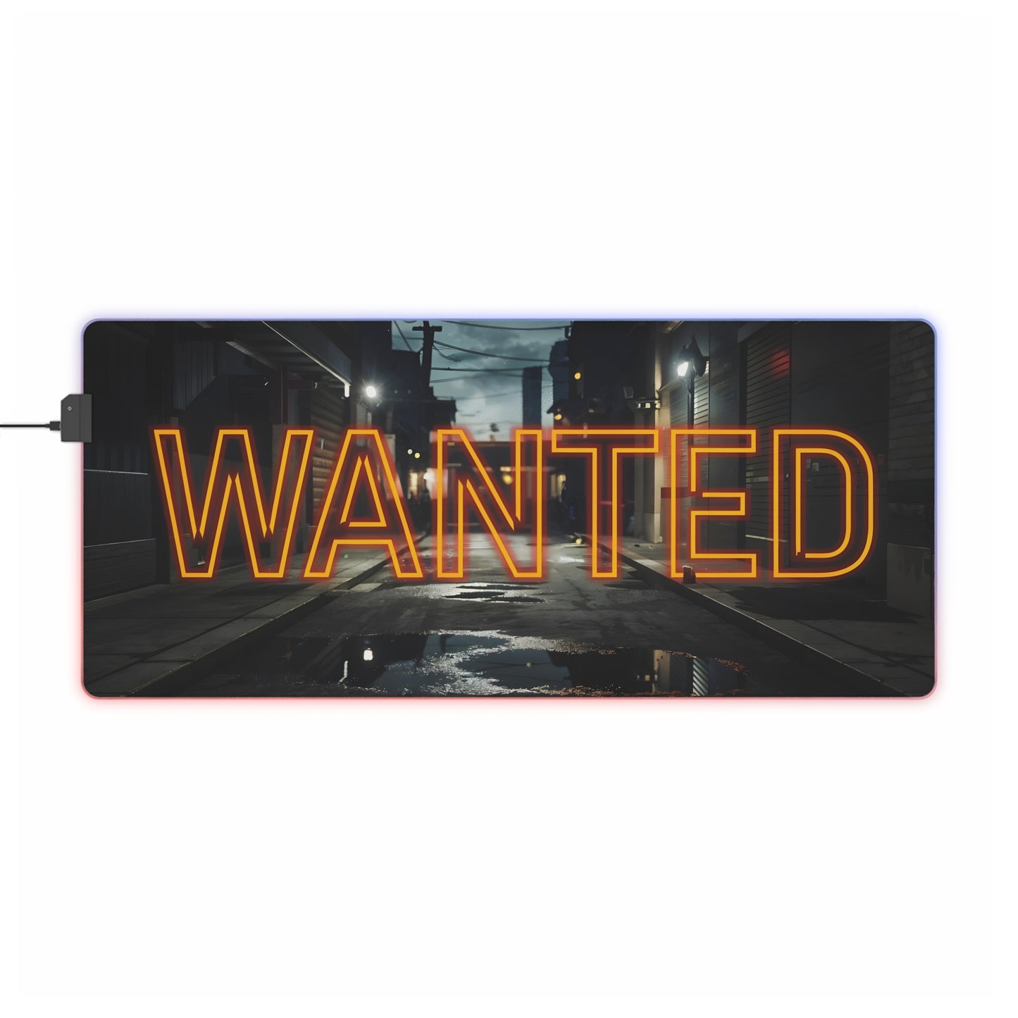 WANTED LED Gaming Mouse Pad – High Alert Desk Setup