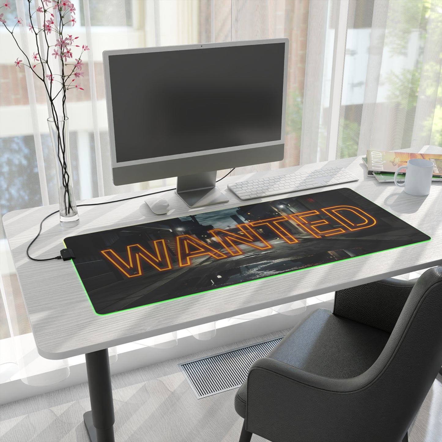 WANTED LED Gaming Mouse Pad – High Alert Desk Setup