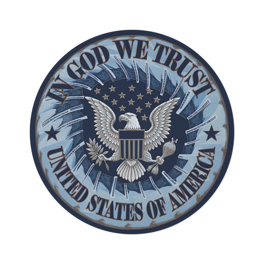 In God We Trust" Blue Eagle Rug – Rise Above with Style | GTA-Inspired Prestige