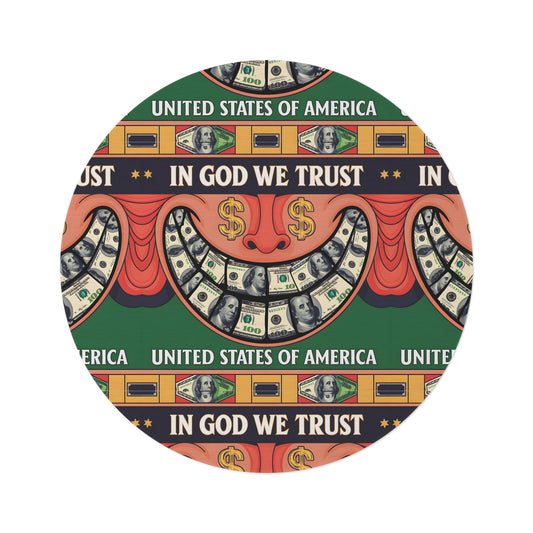 In God We Trust" Roulette Rug – Spin the Game of Fortune | GTA-Inspired Design