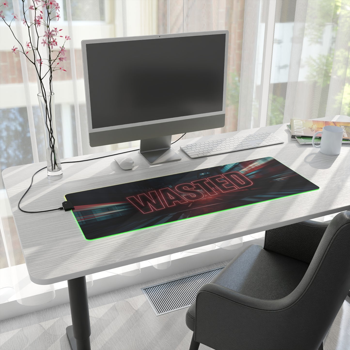 WASTED LED Gaming Mouse Pad – The Ultimate GTA-Style Desktop Experience!