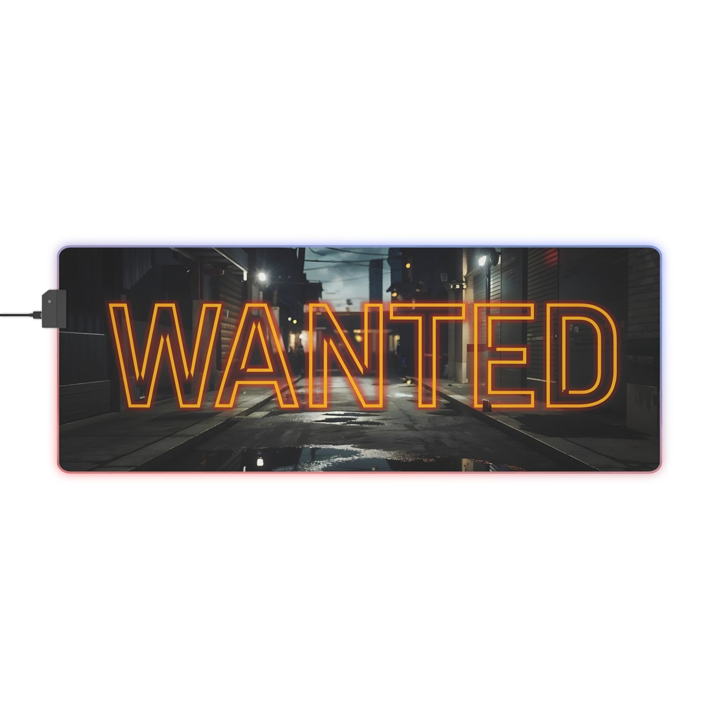 WANTED LED Gaming Mouse Pad – High Alert Desk Setup