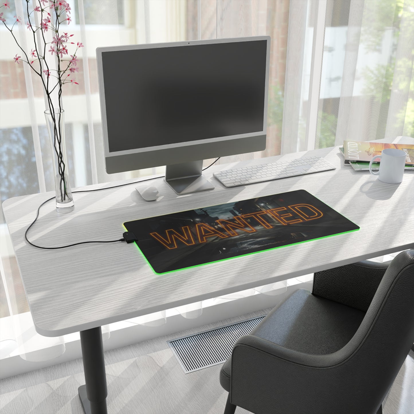 WANTED LED Gaming Mouse Pad – High Alert Desk Setup