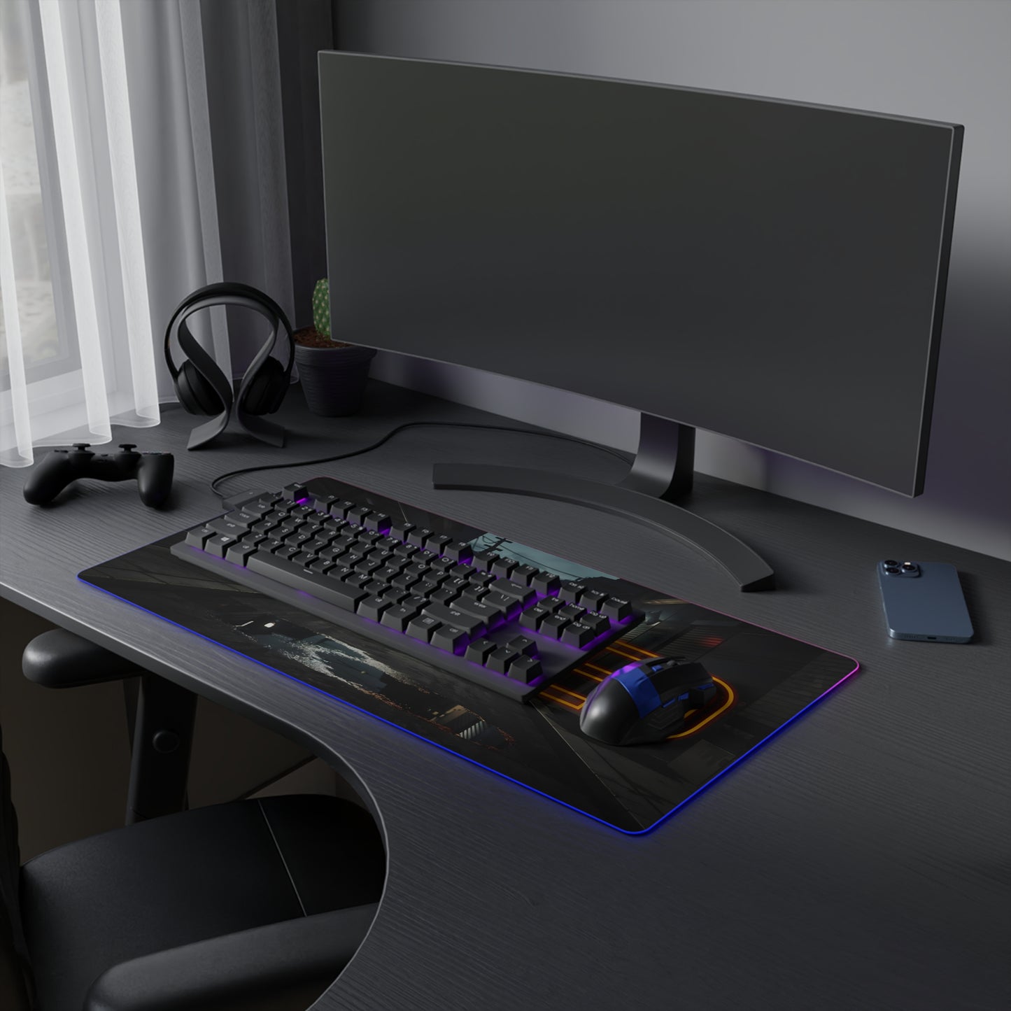 WANTED LED Gaming Mouse Pad – High Alert Desk Setup