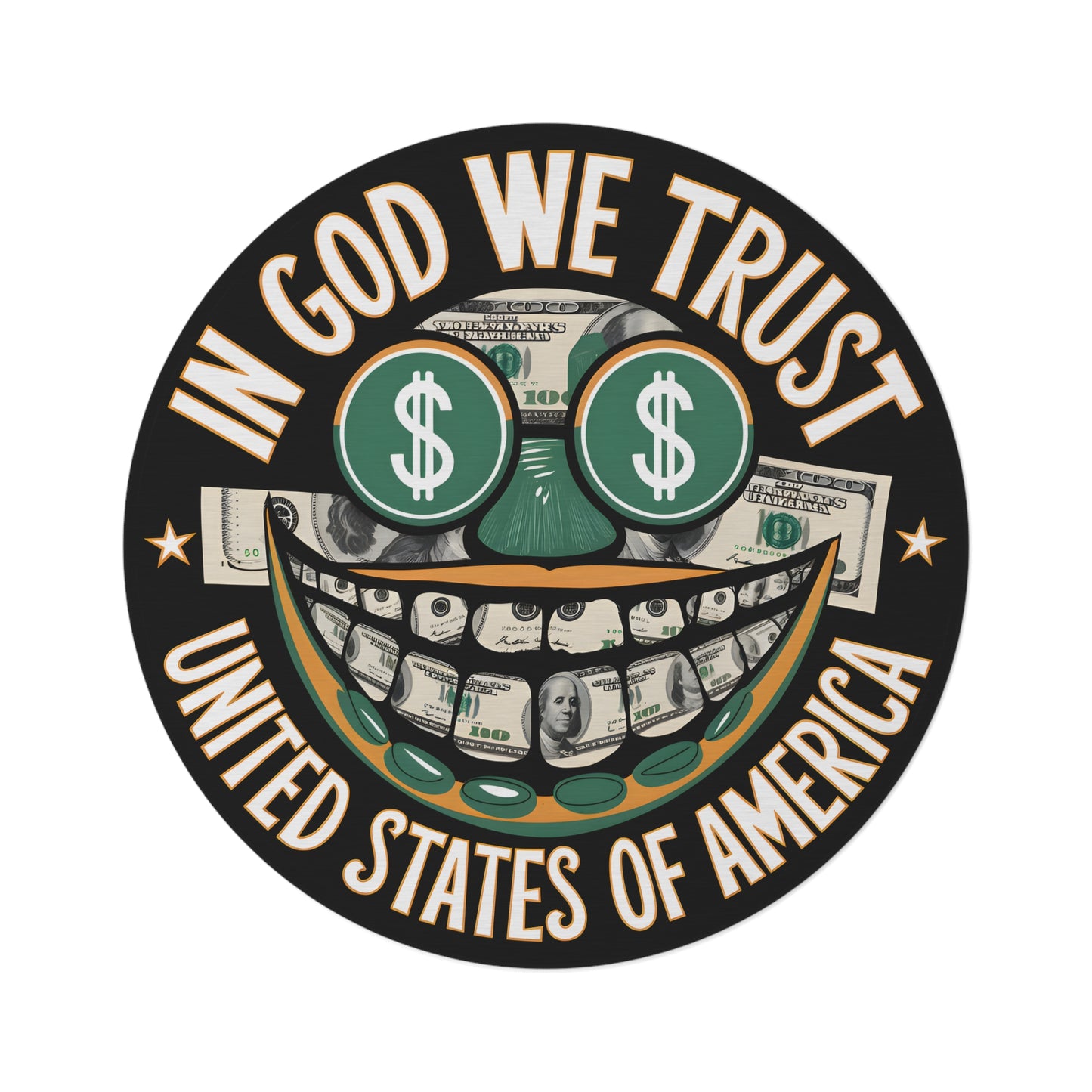 In God We Trust" Dollar Smile Rug – Hustle & Humor | GTA-Inspired Design