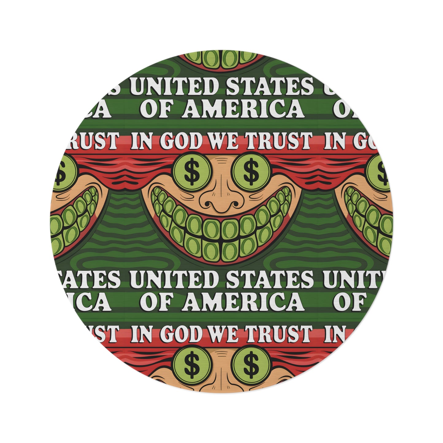 Round Rug – In God We Trust, Dollar Smile | High-Resolution Statement Piece