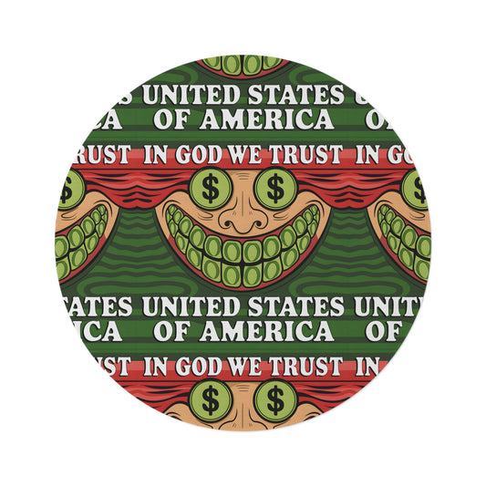 Round Rug – In God We Trust, Dollar Smile | High-Resolution Statement Piece