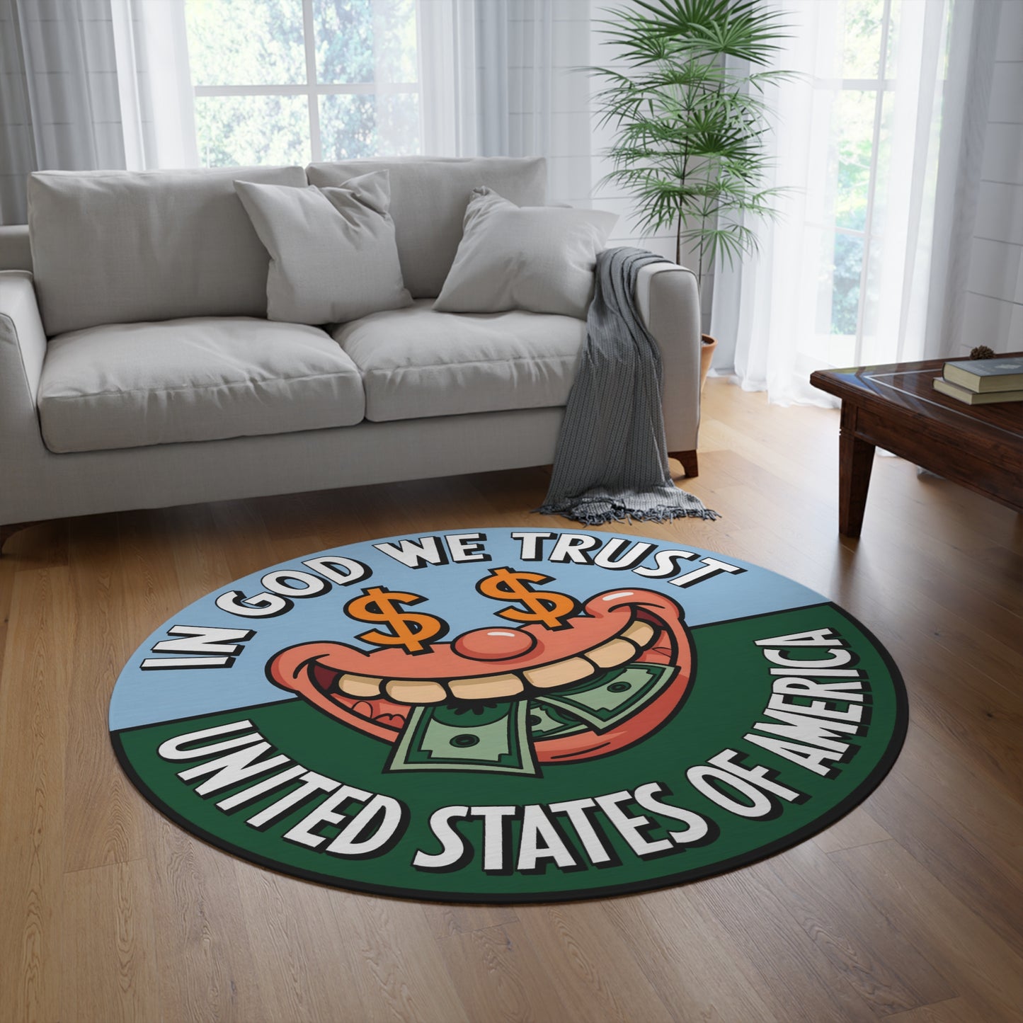 Smiling Dollar Design - In God We Trust Rug | Premium GTA Vibes Edition